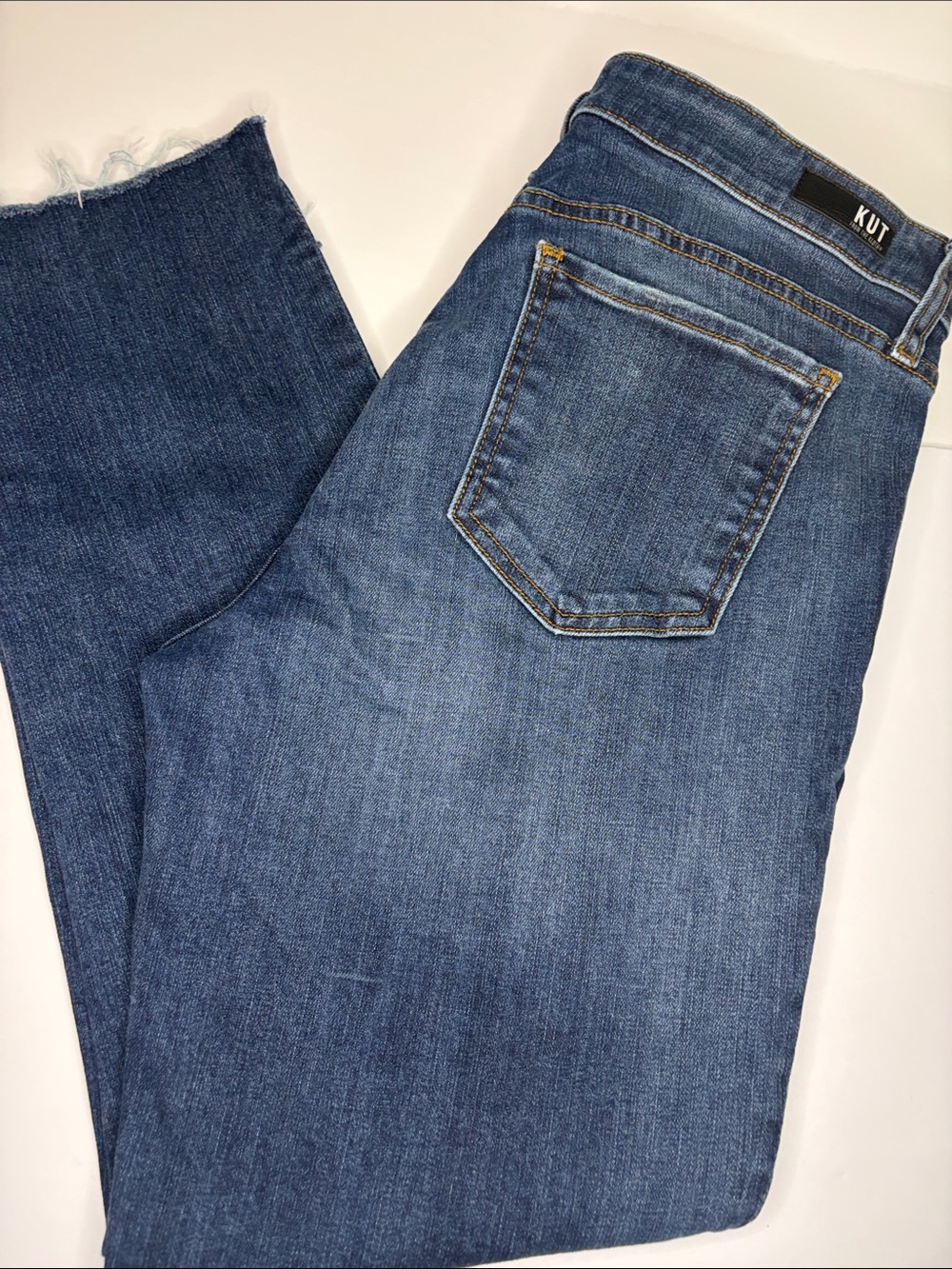 Woman’s KUT from the Kloth Catherine Boyfriend Raw Hem Jeans Blue - Size 12